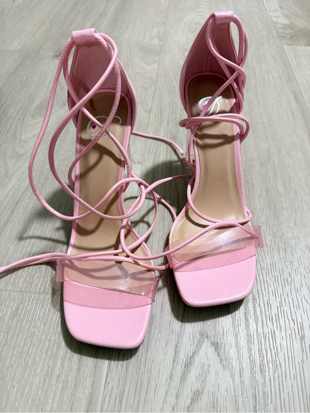 Strappy Pink Lace-Up Women's Heeled Sandals